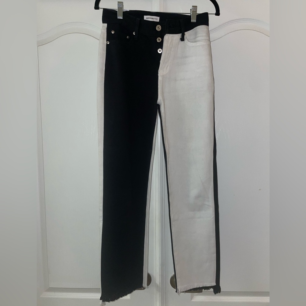 Black and White Split Jeans